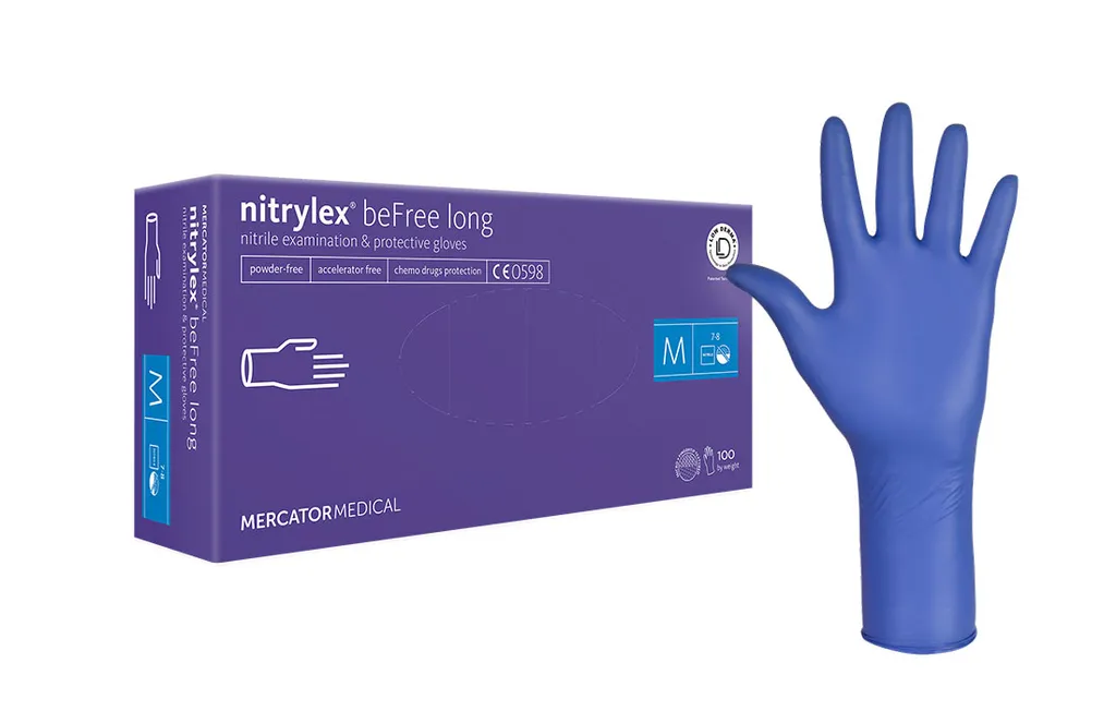 Mercator Nitrylex® beFree long - Medizinische Nitril-Handschuhe - extra lang Unisexgröße: XL